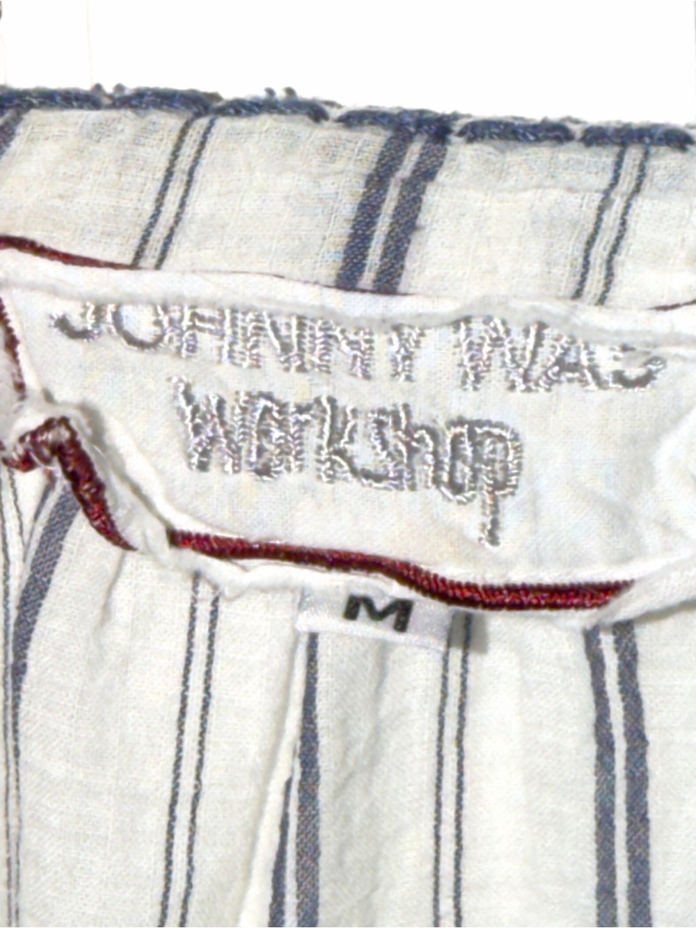JOHNNY WAS Shea Blouse Santori Stripes Embroidered Blue/White Peasant Boho Med - Picture 8 of 13